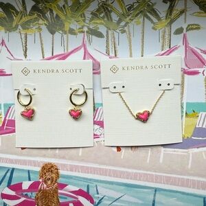 Kendra Scott Gold and Pink Heart Jewelry Bundle